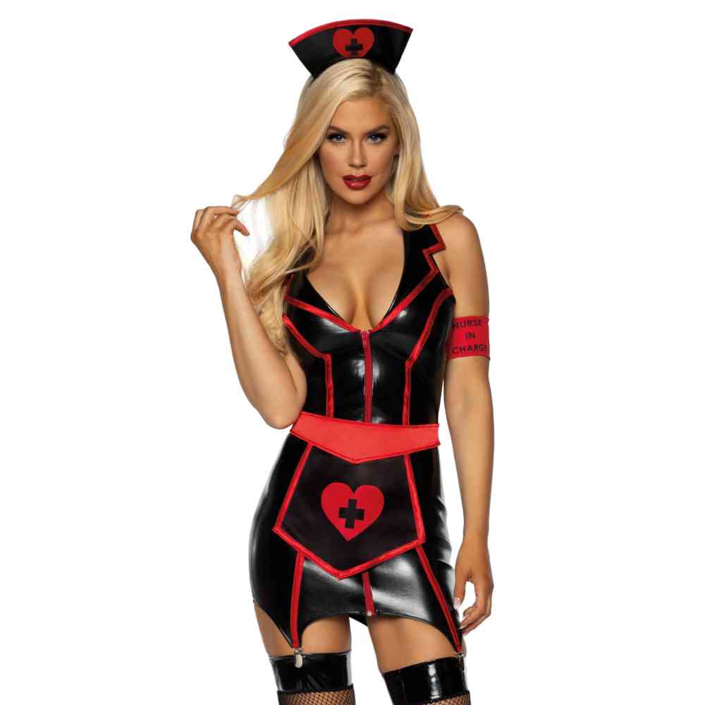 Leg Avenue Leg Avenue Naughty Nurse Costume Black Red